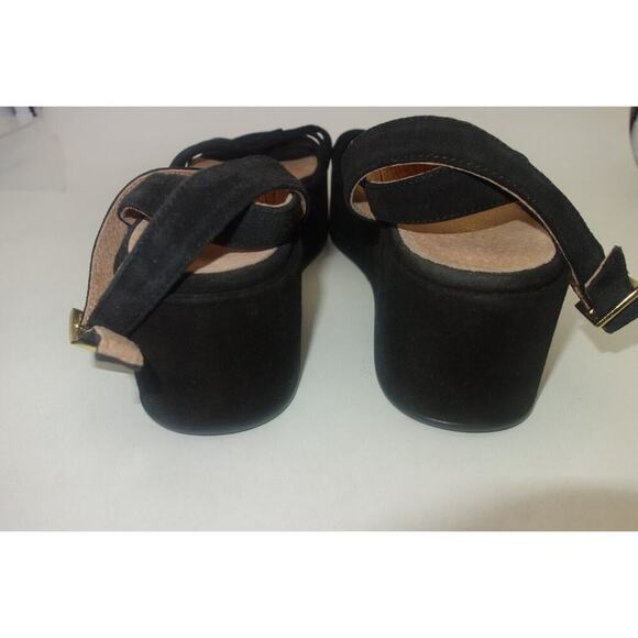 NEW Seychelles Touching Platform Wedge Sandals Women's 10 Strappy Black Suede - Picture 6 of 8